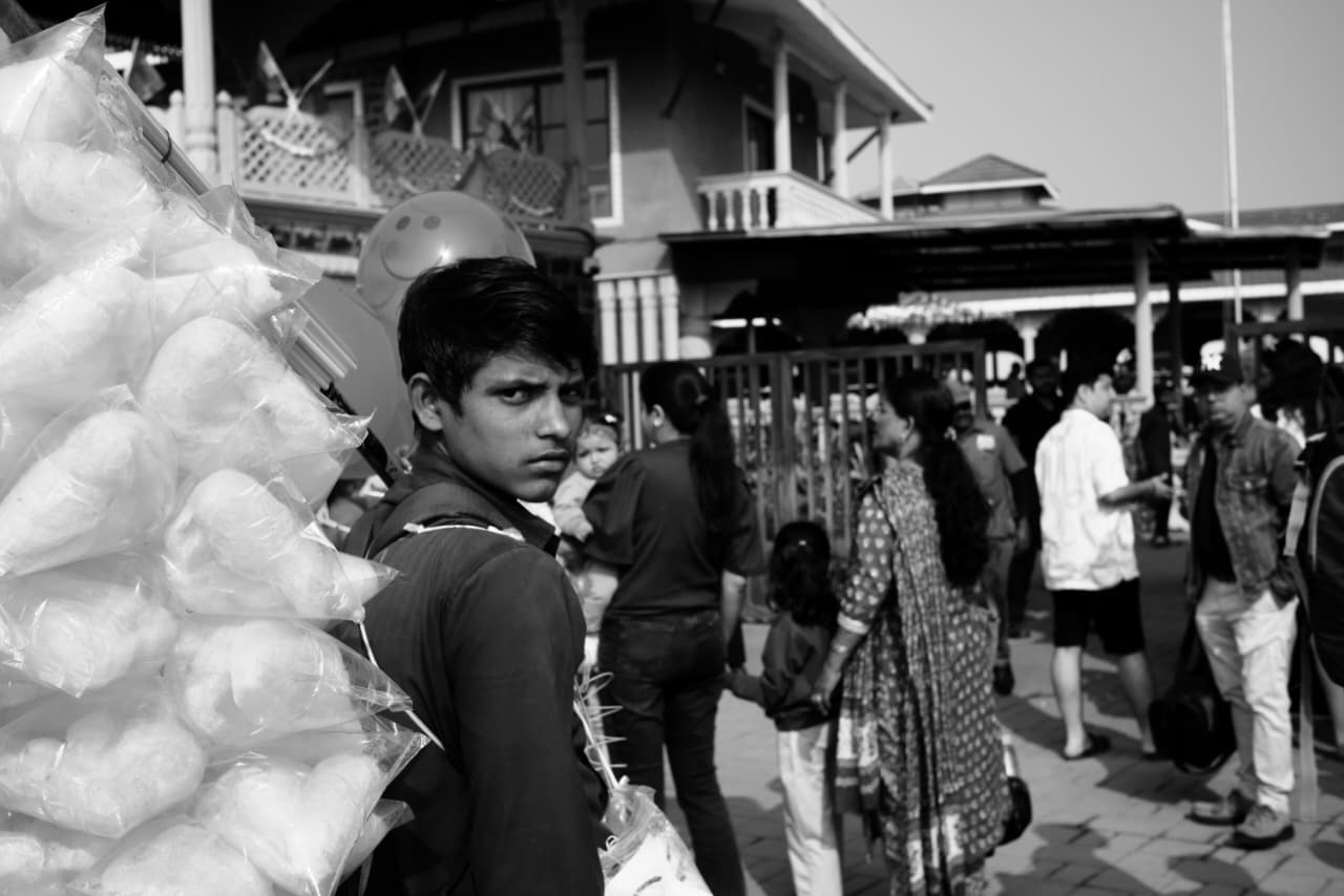 Boy with cotton candy